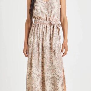 Splendid Paisley Print Maxi Dress - Cream and Pink